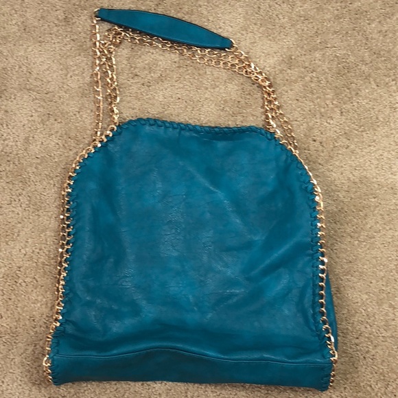 Yoki Handbags - Teal & Gold Strap Tote 👜